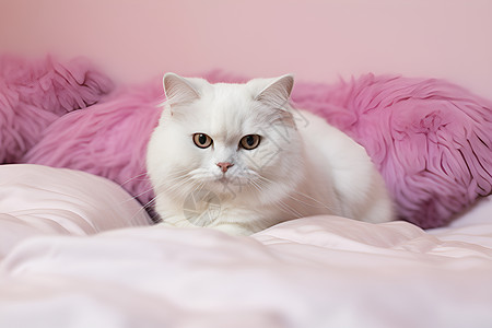 躺在毯子上的宠物猫咪图片