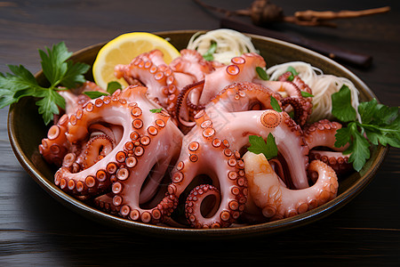 新鲜的章鱼美食背景图片