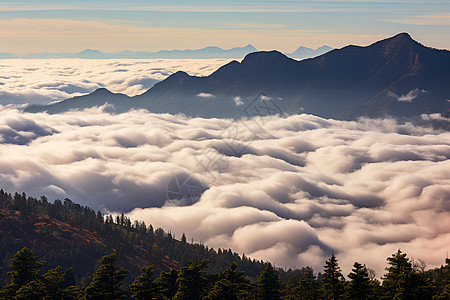 群山中的云雾图片