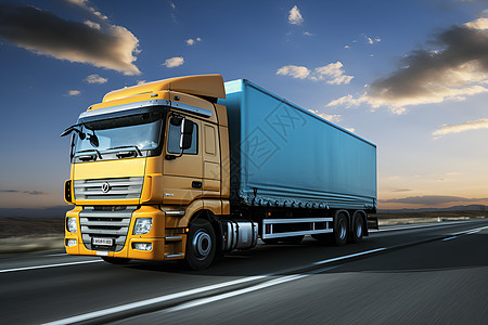 蓝色的货车交通物流运输高清图片