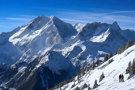 白雪皑皑的山脉图片