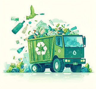 环保垃圾车运输垃圾图片