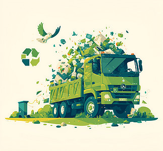 环保垃圾卡车图片