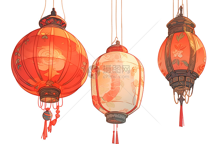 中国传统灯笼插画图片下载-正版图片601116847-摄图网