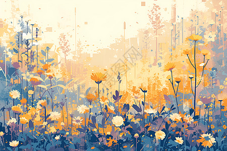 五彩斑斓的野花背景图片
