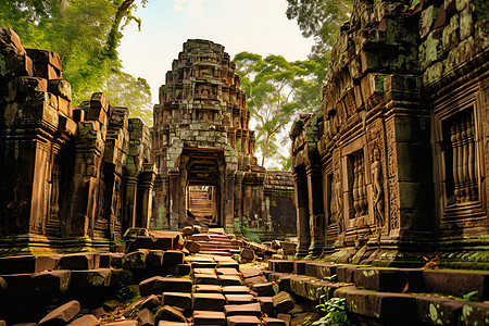 神秘的丛林寺庙图片
