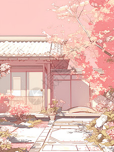 粉色的房子背景图片