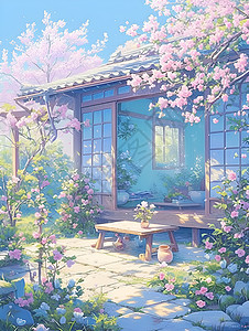 美丽的庭院背景图片