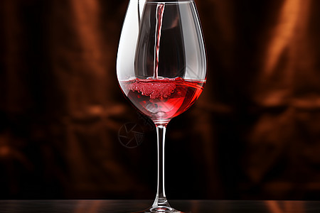 红酒在玻璃杯中倾泻图片