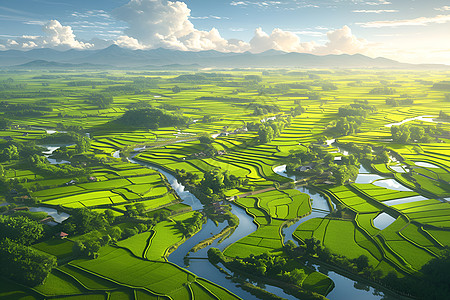 蓝天下广袤无垠的田野高清图片