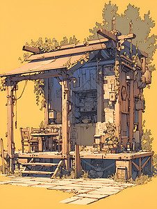 木头做的小房子背景图片