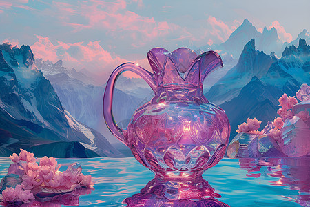 湖畔的紫水晶花瓶图片