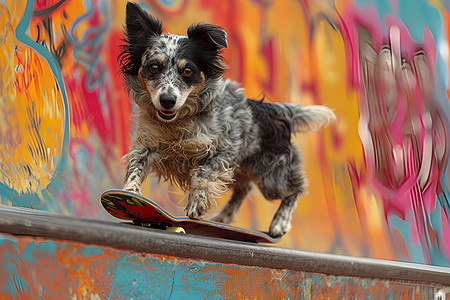 玩滑板的小狗图片