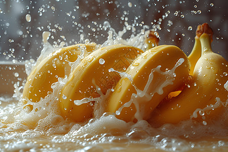 美味的香蕉牛奶背景图片