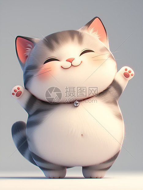 胖胖猫咪欢乐站立图片