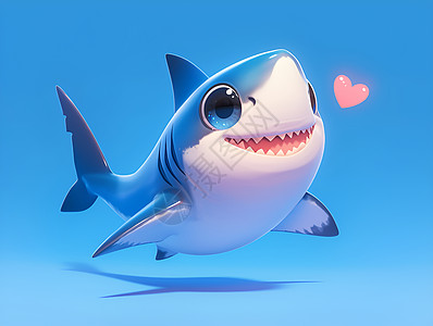 梦幻海洋中的可爱大白鲨高清图片
