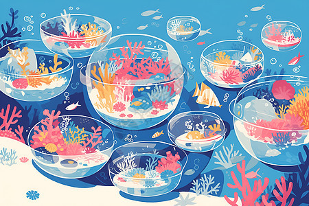海底世界的珊瑚碗的画作图片