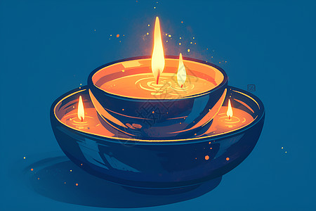 静心冥想漂浮蜡烛的碗图片