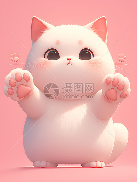 白猫竖立爪子图片