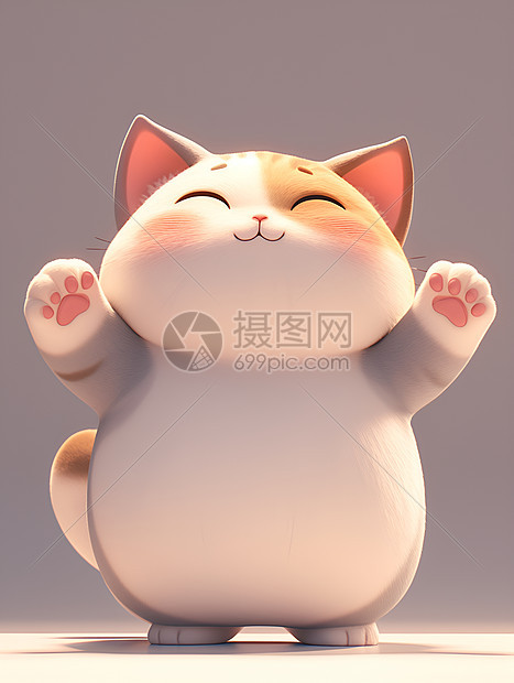 胖嘟嘟的猫咪插画图片