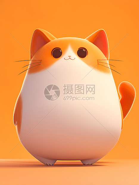 橙色背景上的猫咪图片