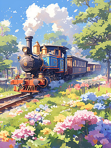 春天起航的火车图片
