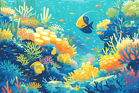 海底世界中鲜艳珊瑚图片