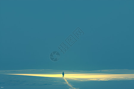 北极光下的孤行者图片