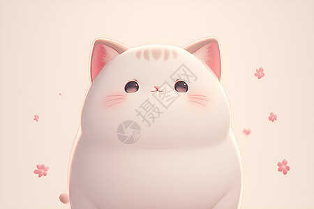 胖嘟嘟的猫猫在粉色背景中图片