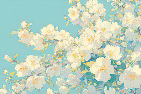 春天中白花绽放的喜悦图片