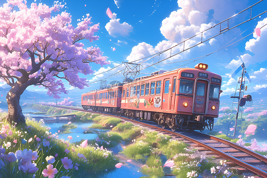 春天列车图片