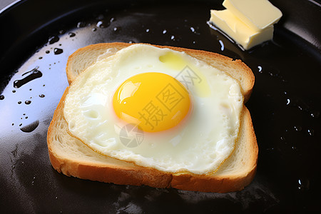 一块面包上放着的鸡蛋图片