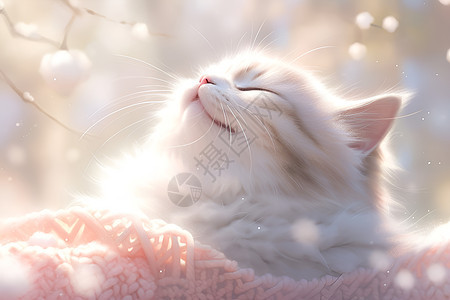 冬日暖阳下的猫咪图片