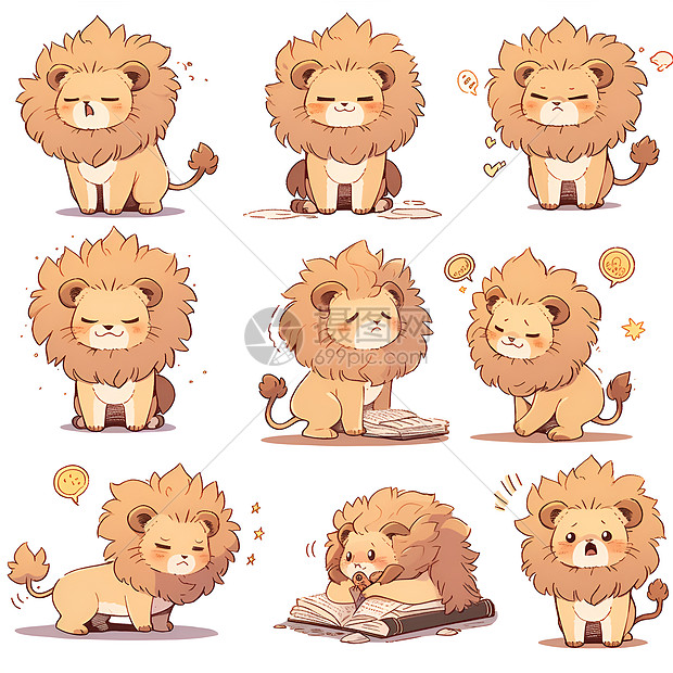 可爱狮子的卡通表情图片