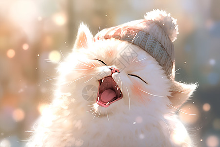 冬日阳光下的猫咪高清图片