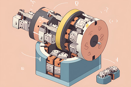 电机转子永磁同步电机内部结构展示插画