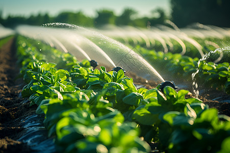 菜地中的灌溉系统背景图片