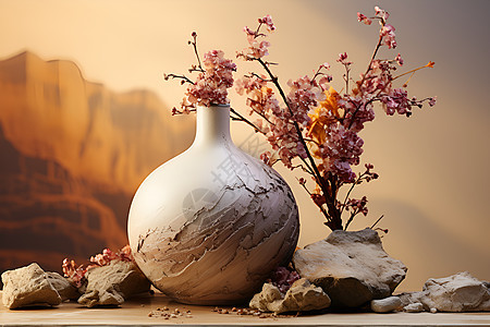 花瓶旁的岩石图片