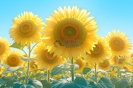 田野中的向日葵插画图片