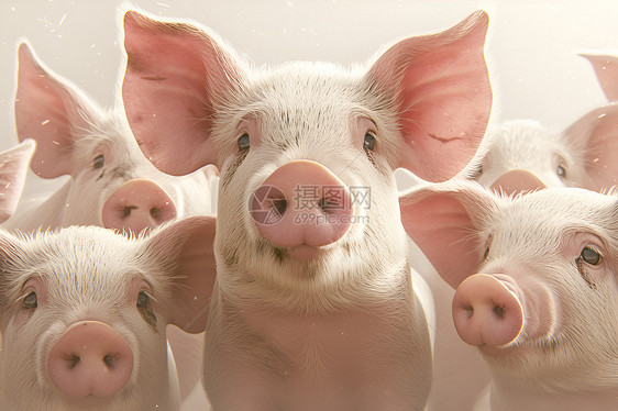 饲养的猪群插画图片