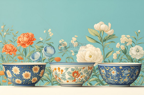 花色陶瓷碗图片