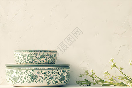 卉图案的陶瓷碗图片