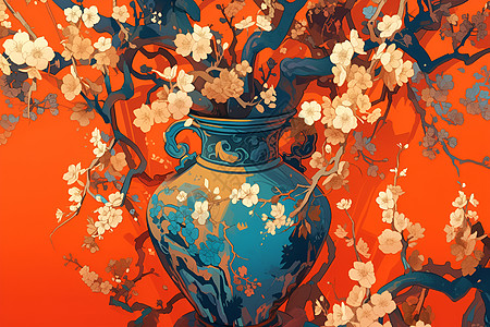 花瓶与梅花图片