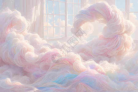 梦幻的棉花糖艺术画图片