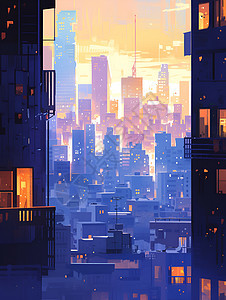 设计的城市高楼插画图片