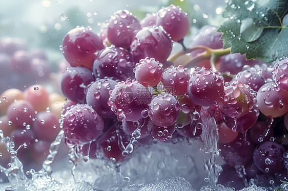 枝干上生长的水果葡萄图片