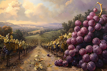 农业葡萄园中的葡萄图片