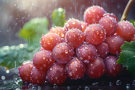 葡萄上的雨滴图片