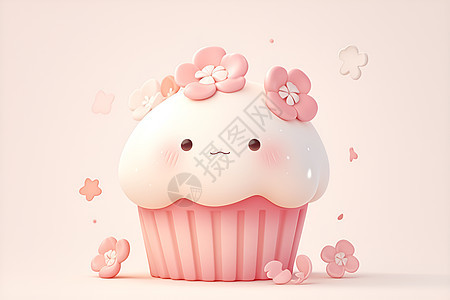 粉色蛋糕上的玩偶背景图片