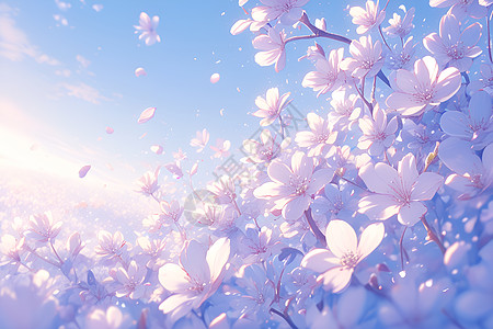 蓝天下的白花图片
